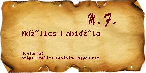Málics Fabióla névjegykártya